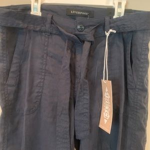 Liverpool Navy Blue Linen Pants, size 8